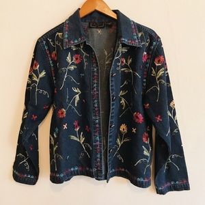 Embroidered Floral Denim